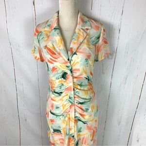 FORE pastel Watercolor print dress medium short sleeves